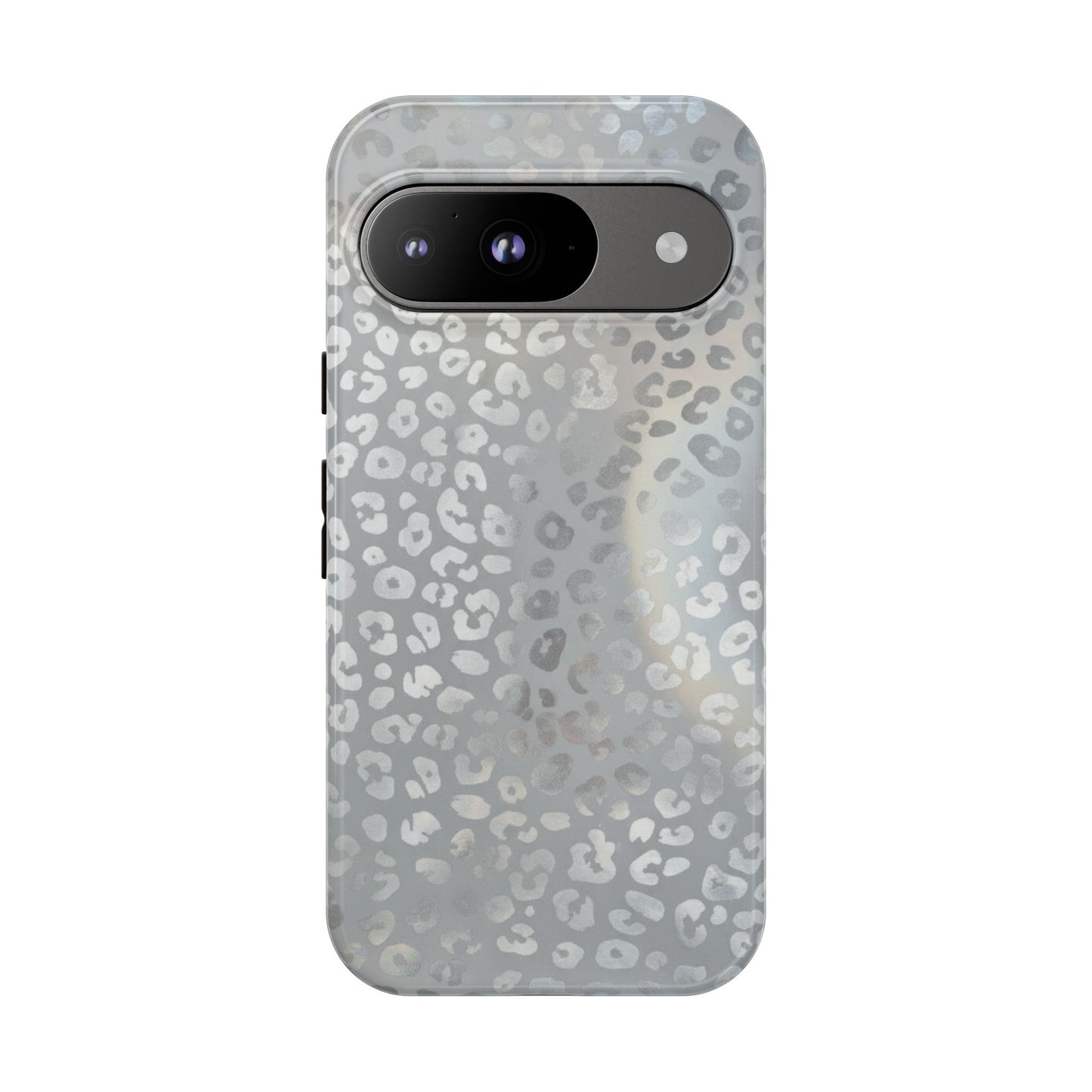 Grey Leopard Print Tough Phone Case — Durable Protective iPhone Cover