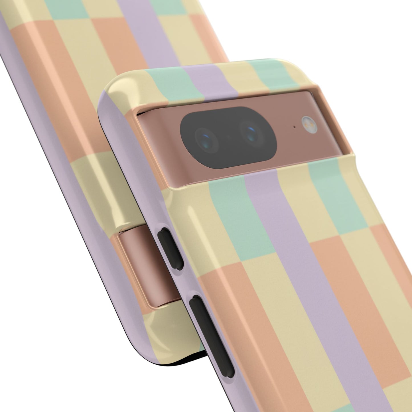 Pastel Checkered Phone Case — Retro Stripe Tough Case