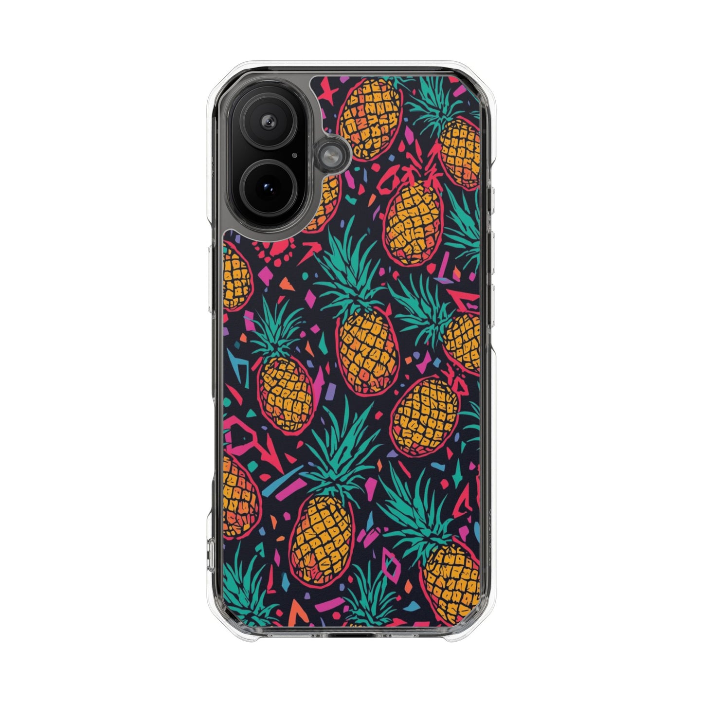Clear Magnetic Phone Case — Tropical Pineapple Pattern