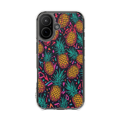 Clear Magnetic Phone Case — Tropical Pineapple Pattern