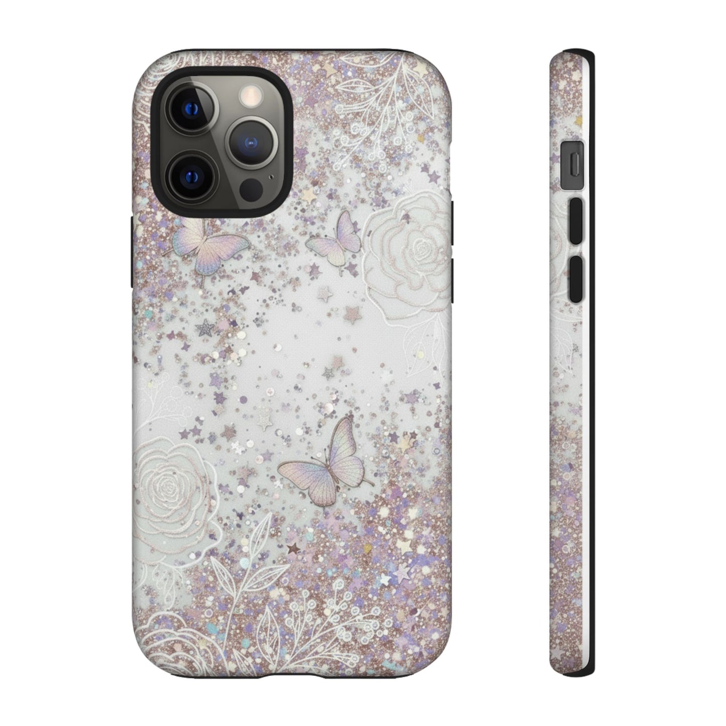 Butterfly Glitter Tough Phone Case — Floral Sparkle Protective Case