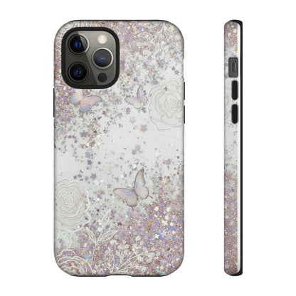 Butterfly Glitter Tough Phone Case — Floral Sparkle Protective Case