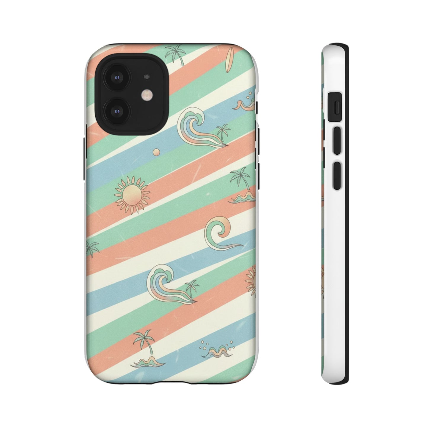 Surf Stripe Tough Phone Case — Retro Beach Waves Pattern