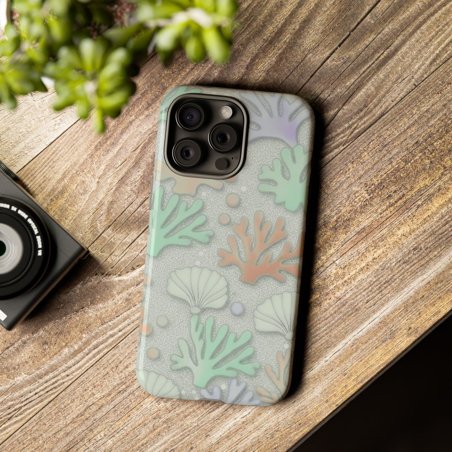 Pastel Coral Reef Tough Phone Case – Sea Shell & Coral Pattern Durable Protector