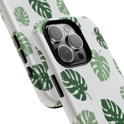 Monstera Leaf Phone Case — Tropical Green Pattern Tough Case