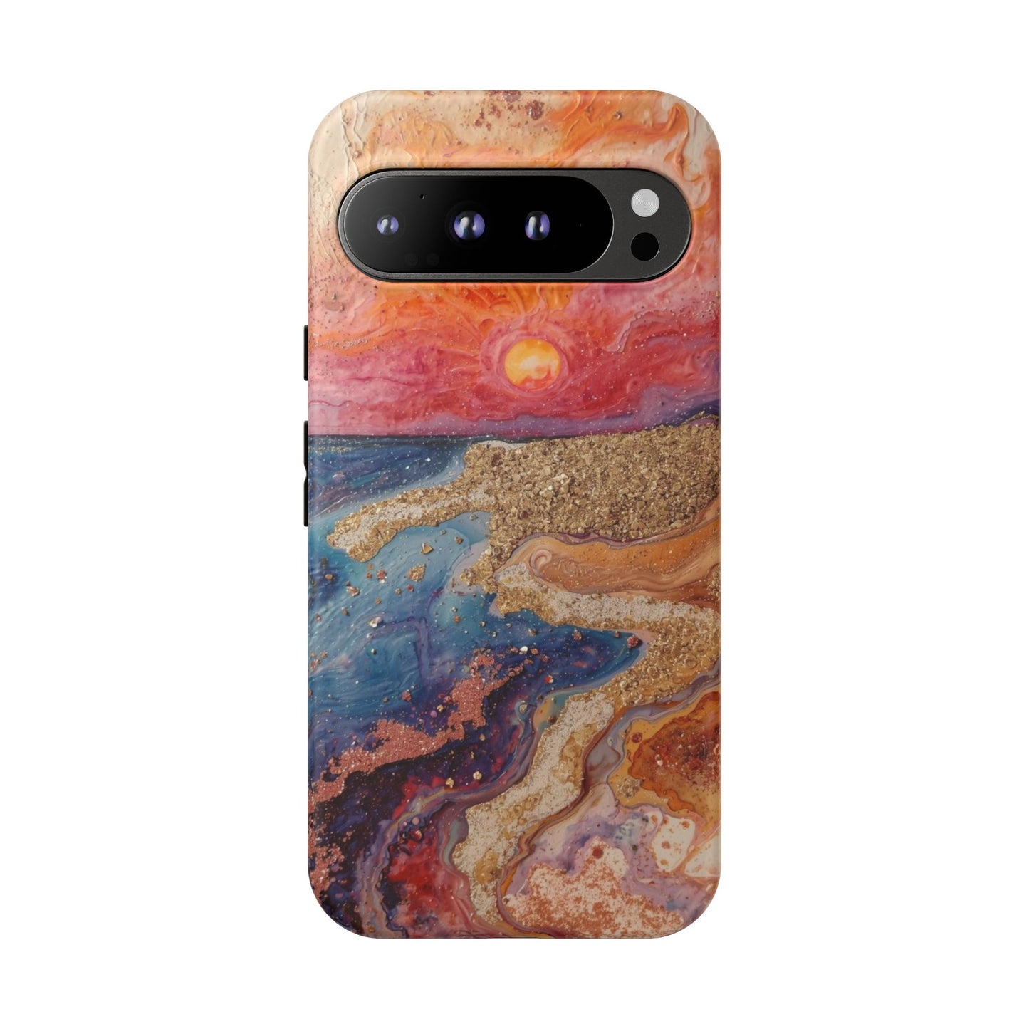 Sunset Coast Phone Case — Colorful Abstract Beach Art Tough Case