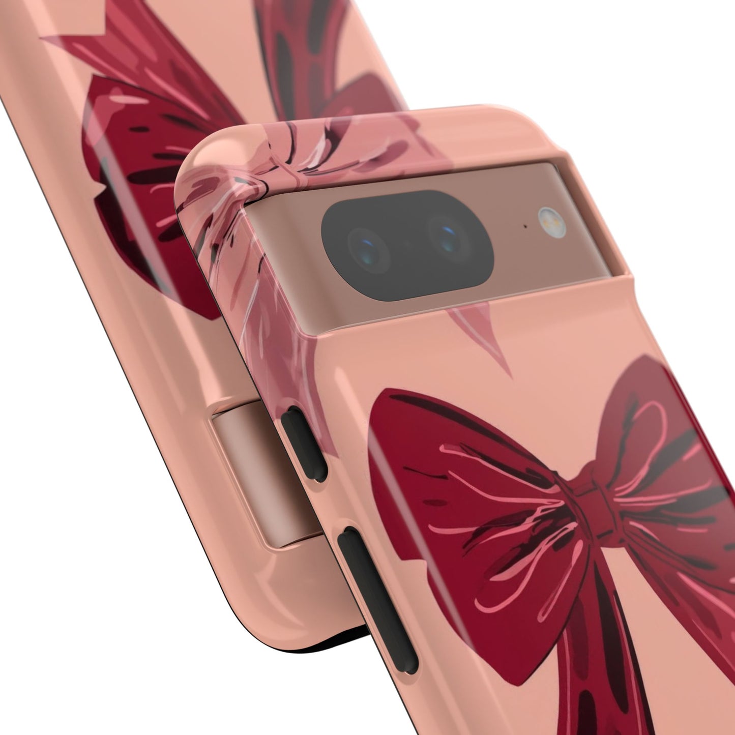 Bow Pattern Tough Phone Case — Pink, Red & Black Decorative Bows
