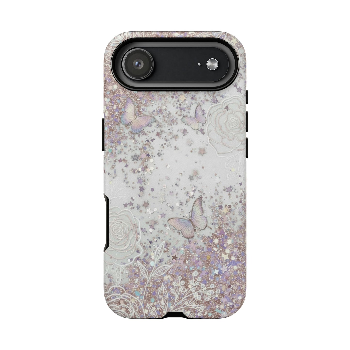 Butterfly Glitter Tough Phone Case — Floral Sparkle Protective Case