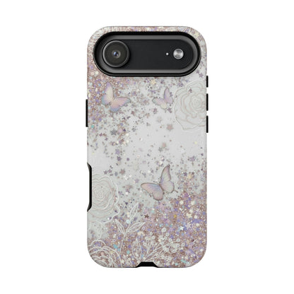 Butterfly Glitter Tough Phone Case — Floral Sparkle Protective Case