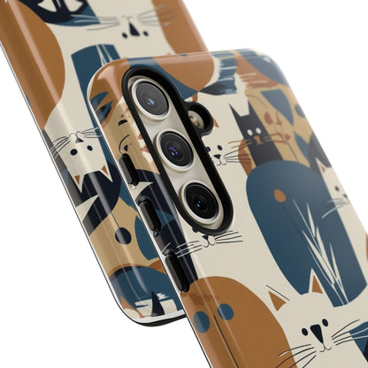 Cat Pattern Phone Case – Retro Abstract Cats Protective iPhone Cover