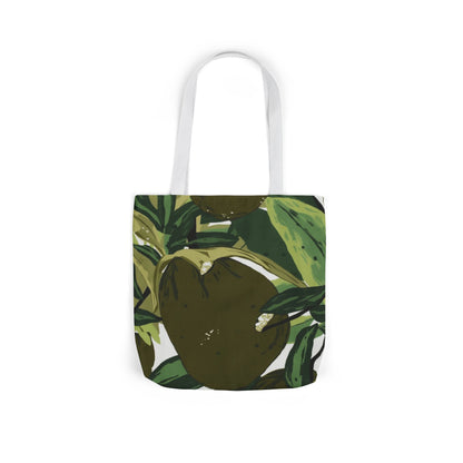 Leafy Canvas Tote Bag – Botanical Green Fruit Print