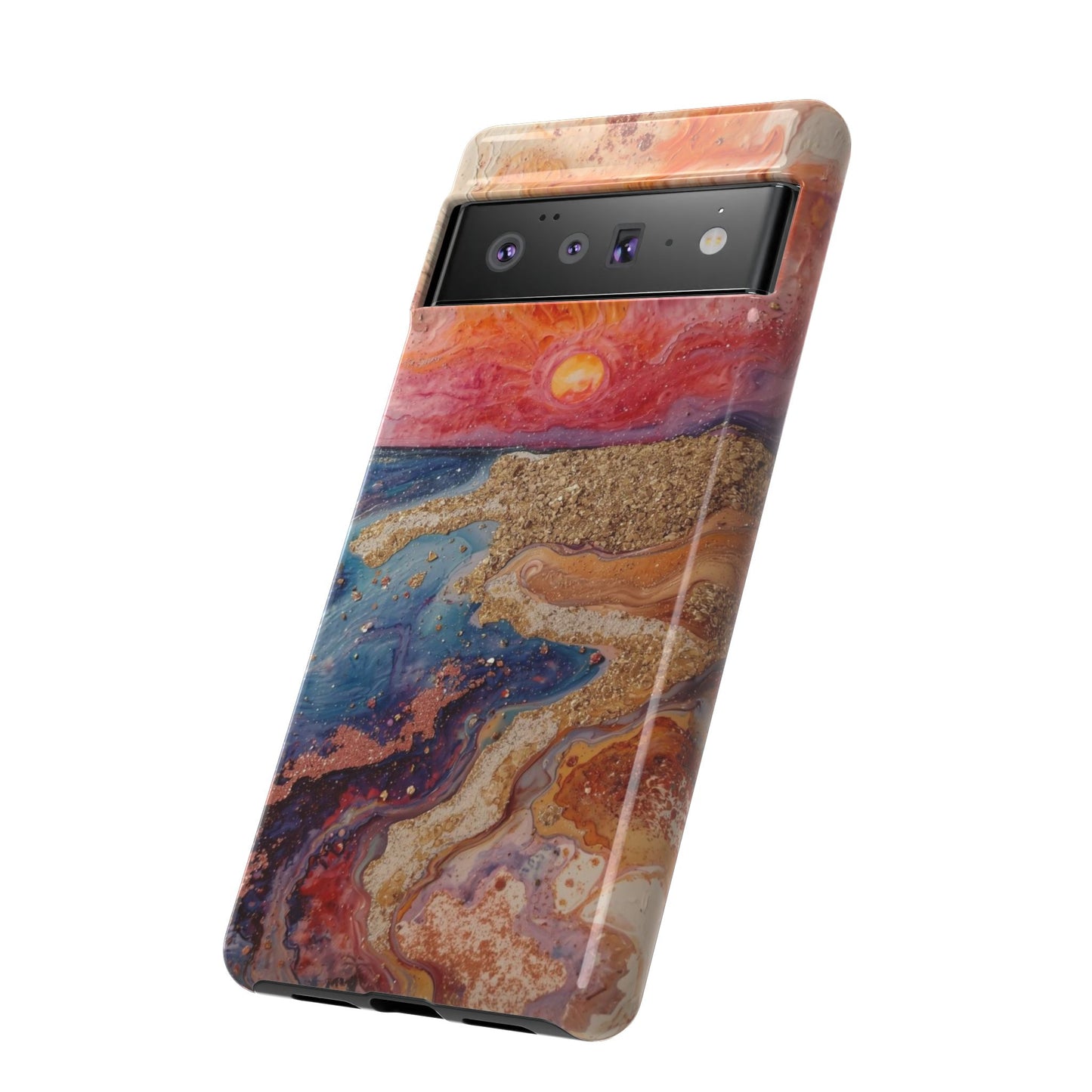 Sunset Coast Phone Case — Colorful Abstract Beach Art Tough Case