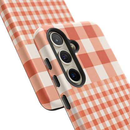 Buffalo Check Tough Phone Case — Orange Gingham Protective Cover