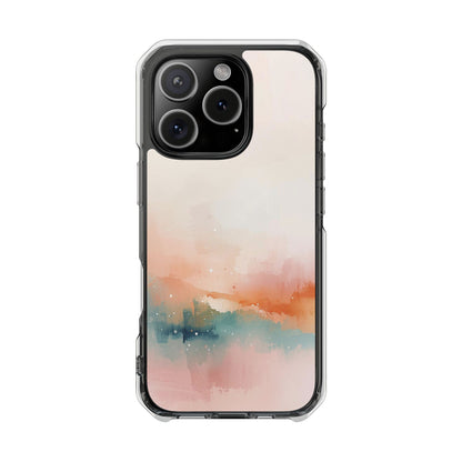 Clear Magnetic Impact Phone Case — Pastel Watercolor Sunset Design