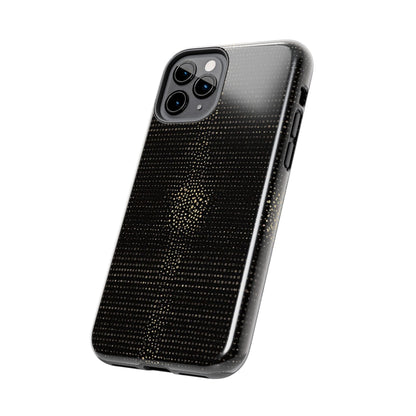 Tough Phone Case — Black Textured Metallic Dot Shield