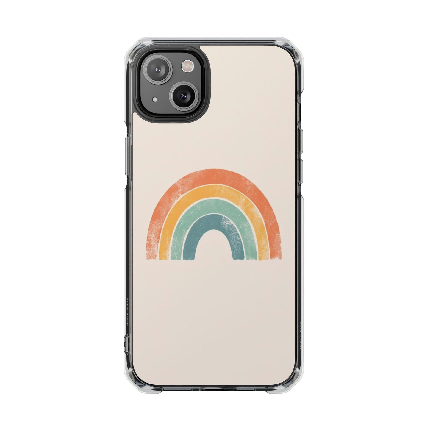 Clear Impact Phone Case — Pastel Boho Rainbow Design, Magnetic Compatible