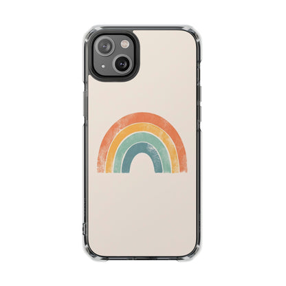 Clear Impact Phone Case — Pastel Boho Rainbow Design, Magnetic Compatible