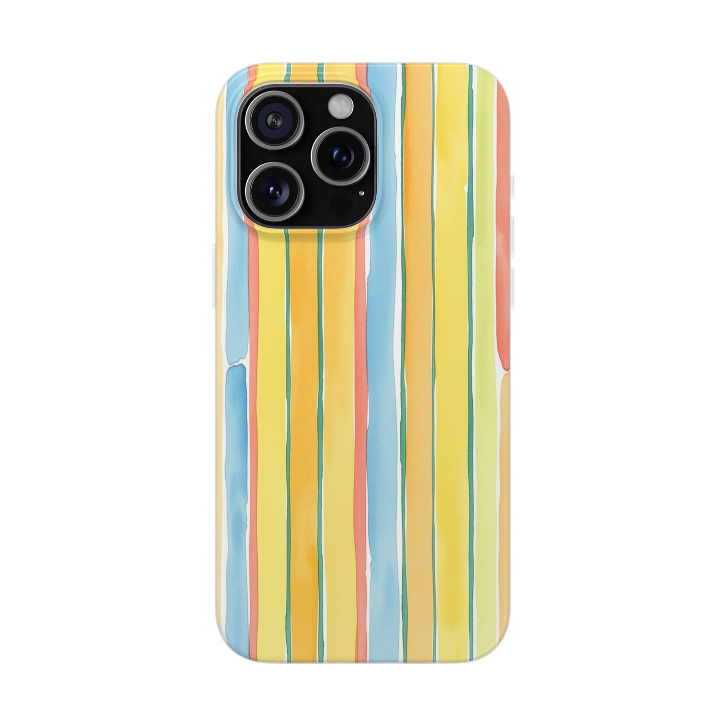 Watercolor Stripe Phone Case — Bright Pastel Vertical Stripes Protective Flexi Case