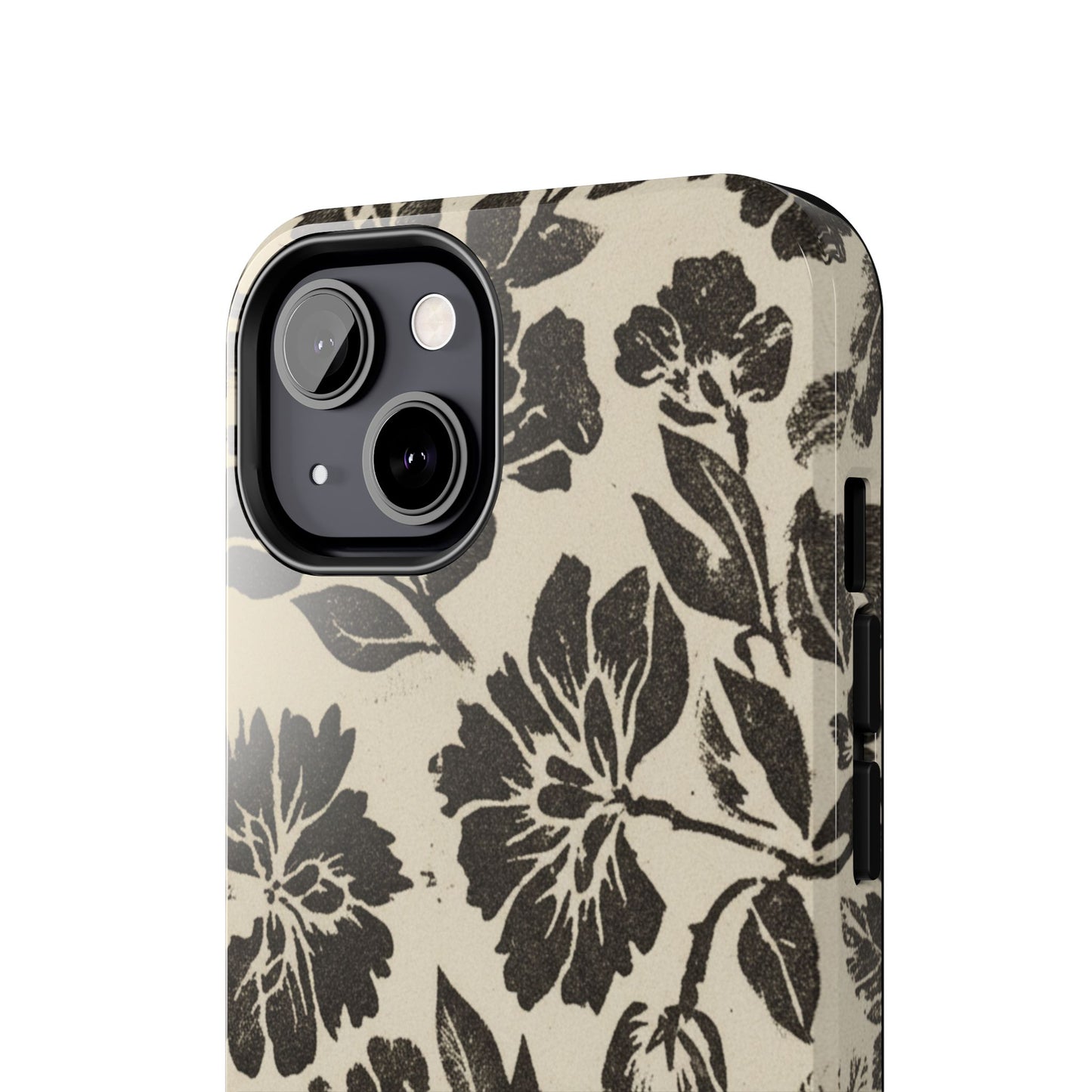 Floral Noir Tough Phone Case — Black Vintage Flower Protective Cover
