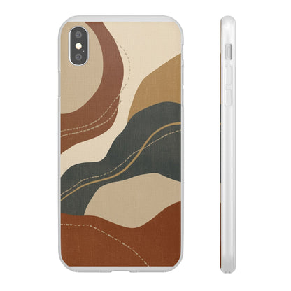 Abstract Earth Tone Phone Case — Boho Wavy Flexi Case