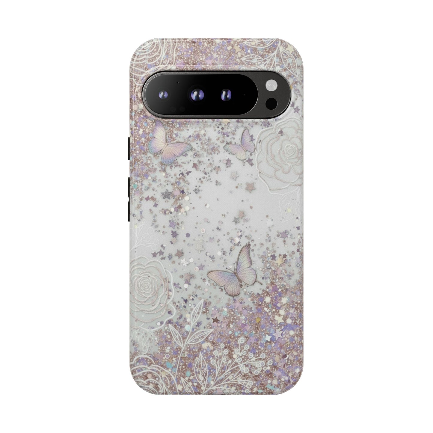 Butterfly Glitter Tough Phone Case — Floral Sparkle Protective Case