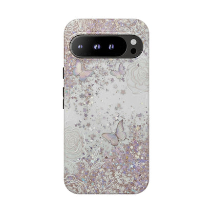 Butterfly Glitter Tough Phone Case — Floral Sparkle Protective Case