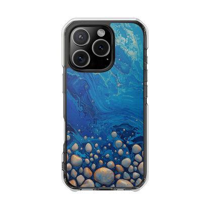 Clear Magnetic Phone Case — Blue Ocean Pebble Design