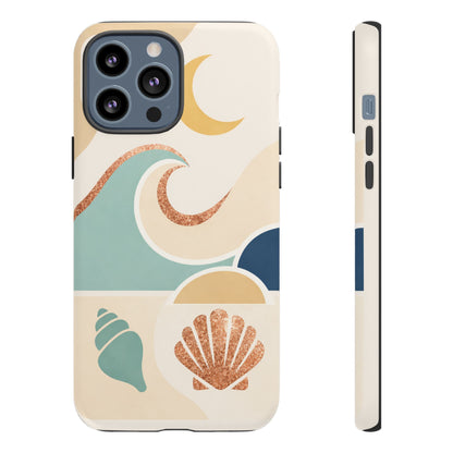 Sea Breeze Tough Phone Case — Retro Waves & Shells Design