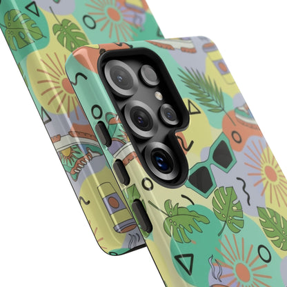 Tropical Summer Phone Case — Retro Sunglasses, Sneakers & Palm Pattern