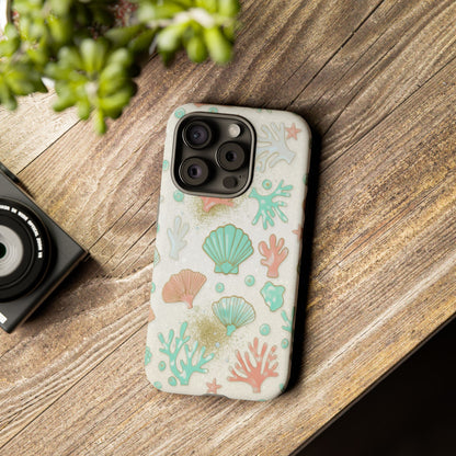 Seashell Coral Phone Case — Pastel Beach Shells Protective Tough Case