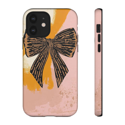 Bow Brushstroke Tough Phone Case — Pink & Mustard