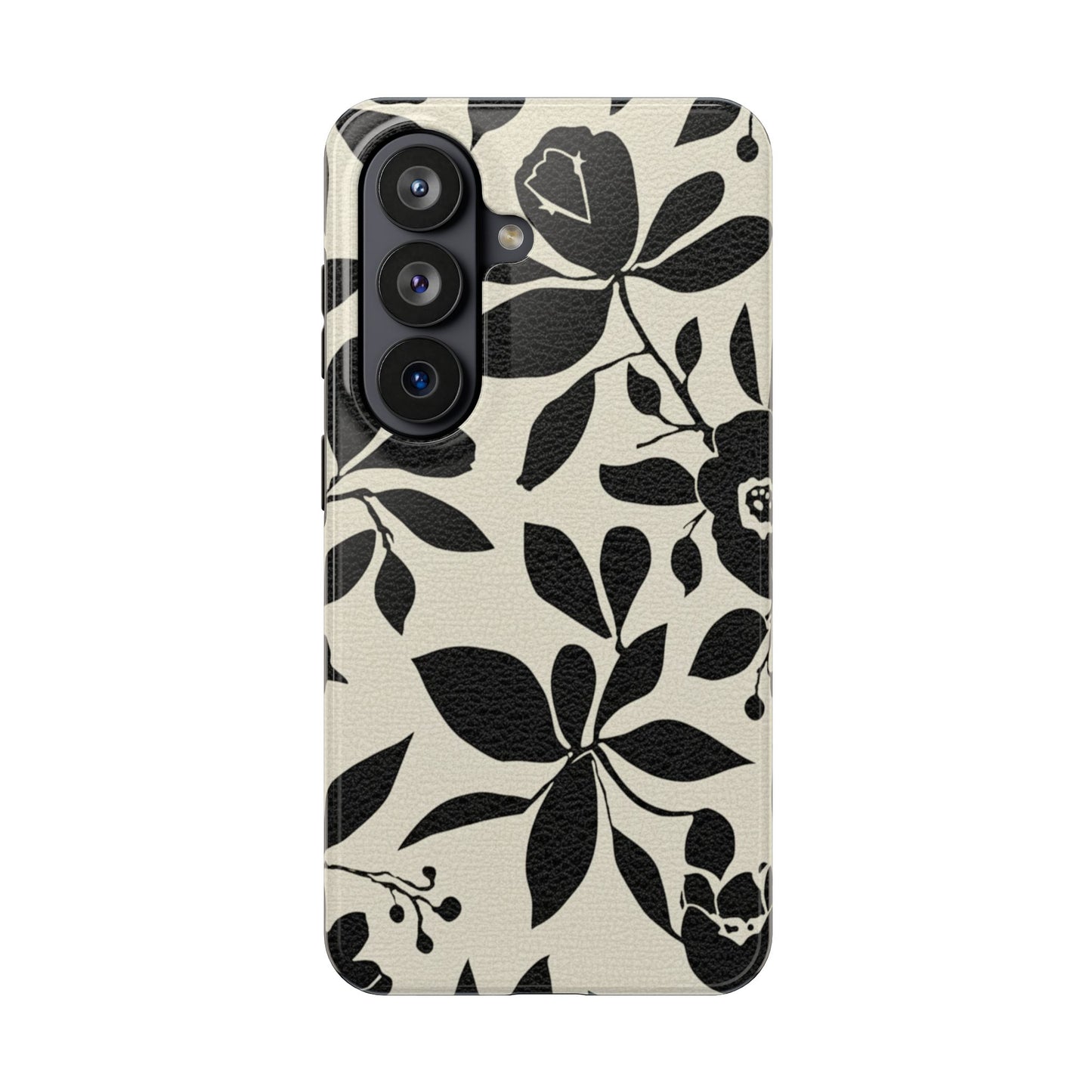 Tough Phone Case — Black Floral Silhouette Protective Cover