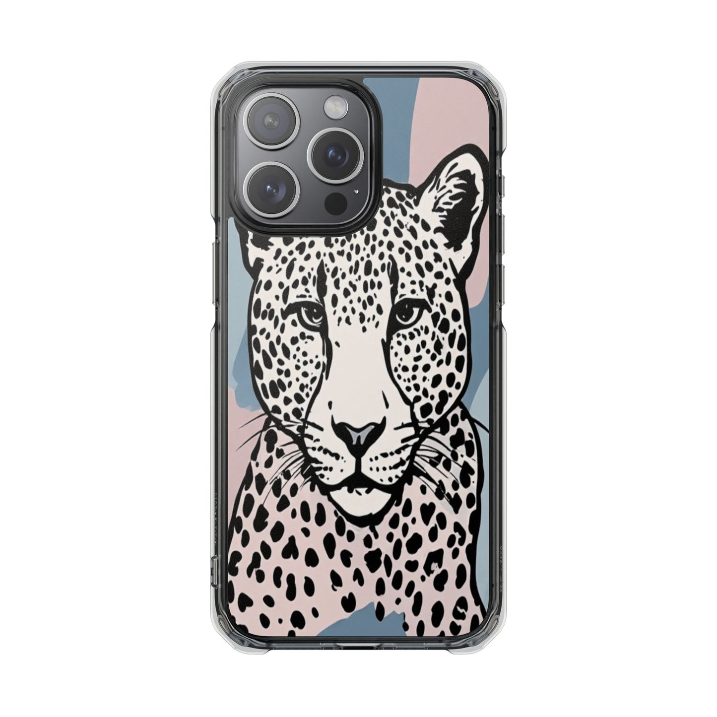 Clear Magnetic Phone Case — Leopard Art Protective Impact Cover