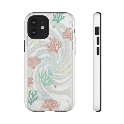 Seafoam Coral Tough Phone Case - Pastel Ocean Wave Design