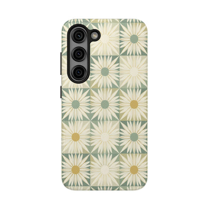 Retro Daisy Tough Phone Case — Vintage Floral Protective Cover for iPhone