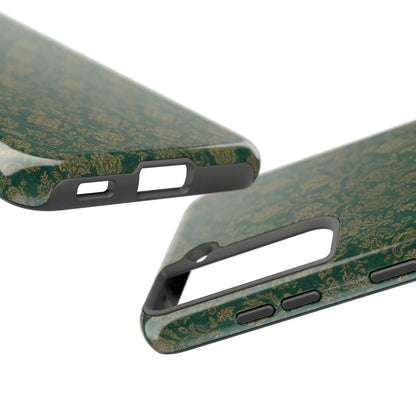 Vintage Floral Tough Phone Case — Green Damask Protective Cover