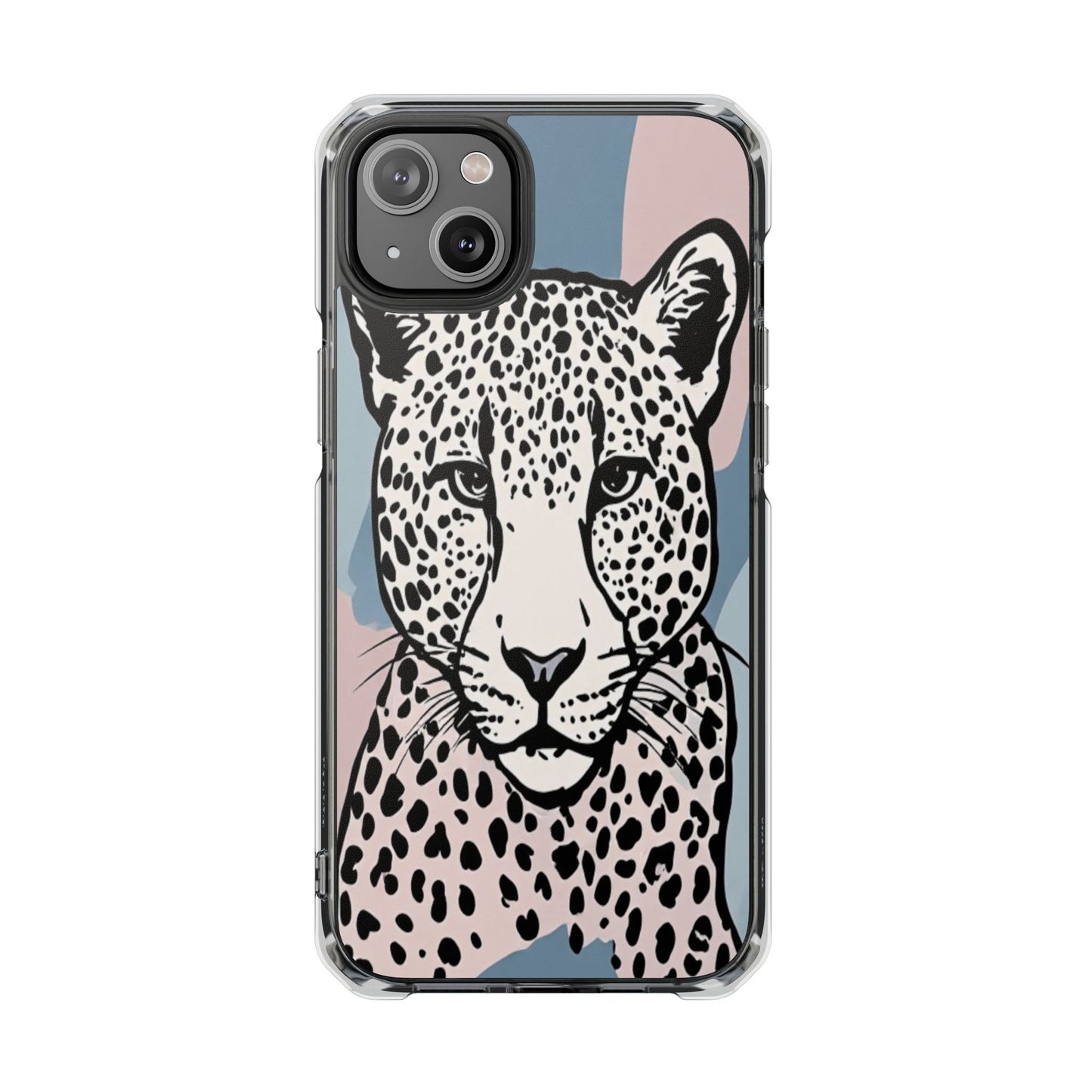 Clear Magnetic Phone Case — Leopard Art Protective Impact Cover