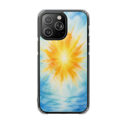 Clear Magnetic Phone Case — Sunshine Watercolor Design