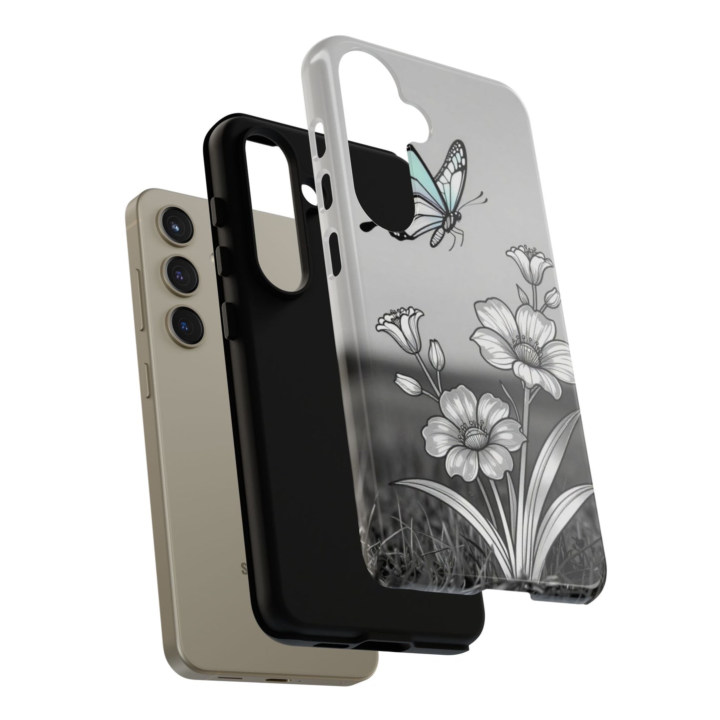 Butterfly & Wildflower Tough Phone Case — Durable Floral Phone Cover