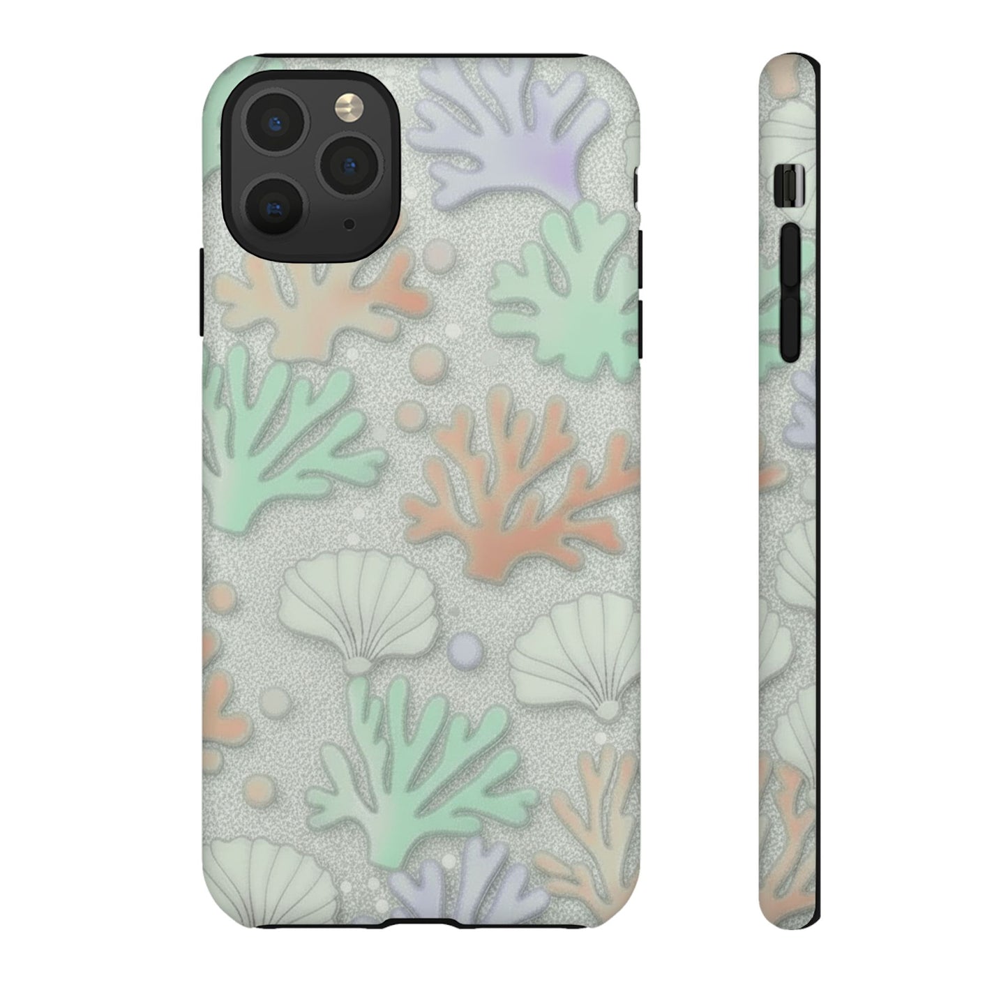 Pastel Coral Reef Tough Phone Case – Sea Shell & Coral Pattern Durable Protector
