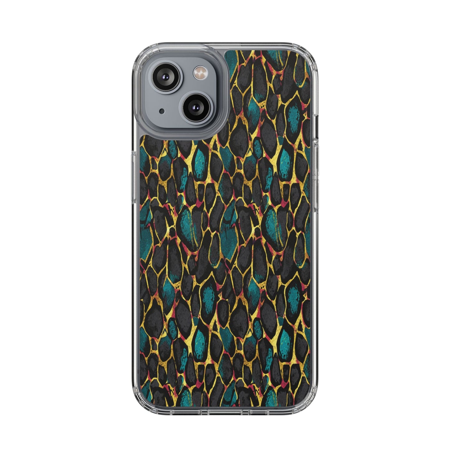 Teal Gold Leopard Clear Phone Case