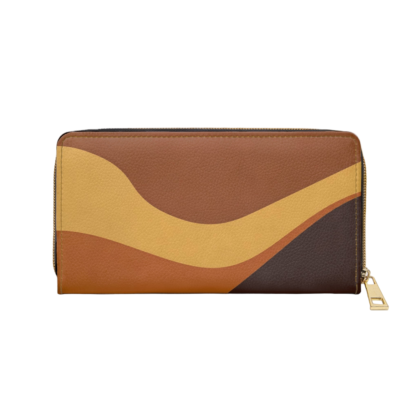 Women's Ochre Abstract Wallet - Vegan Zipper Wallet