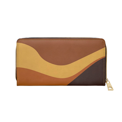 Women's Ochre Abstract Wallet - Vegan Zipper Wallet
