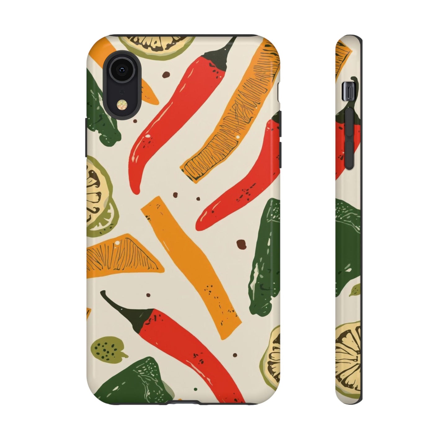 Spicy Peppers Phone Case – Colorful Chili, Lime & Citrus Pattern