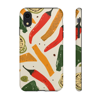 Spicy Peppers Phone Case – Colorful Chili, Lime & Citrus Pattern