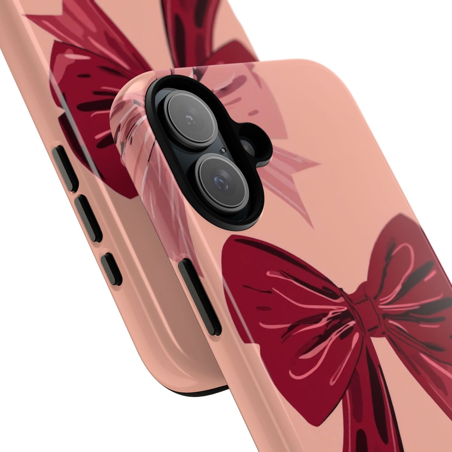 Bow Pattern Tough Phone Case — Pink, Red & Black Decorative Bows