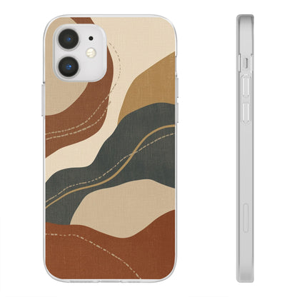 Abstract Earth Tone Phone Case — Boho Wavy Flexi Case