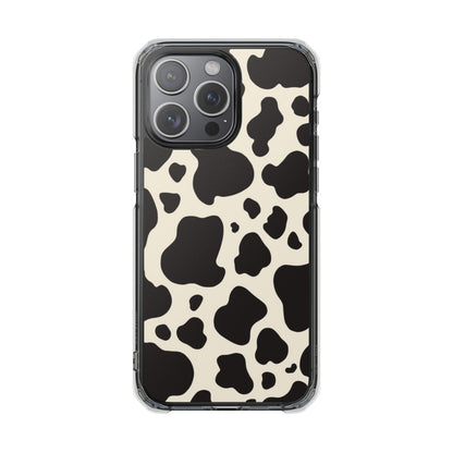 Cow Print Clear Magnetic Phone Case — Impact-Resistant iPhone Cover