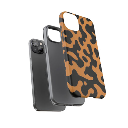Leopard Print Phone Case — Orange & Black Tough Pattern Protective Cover