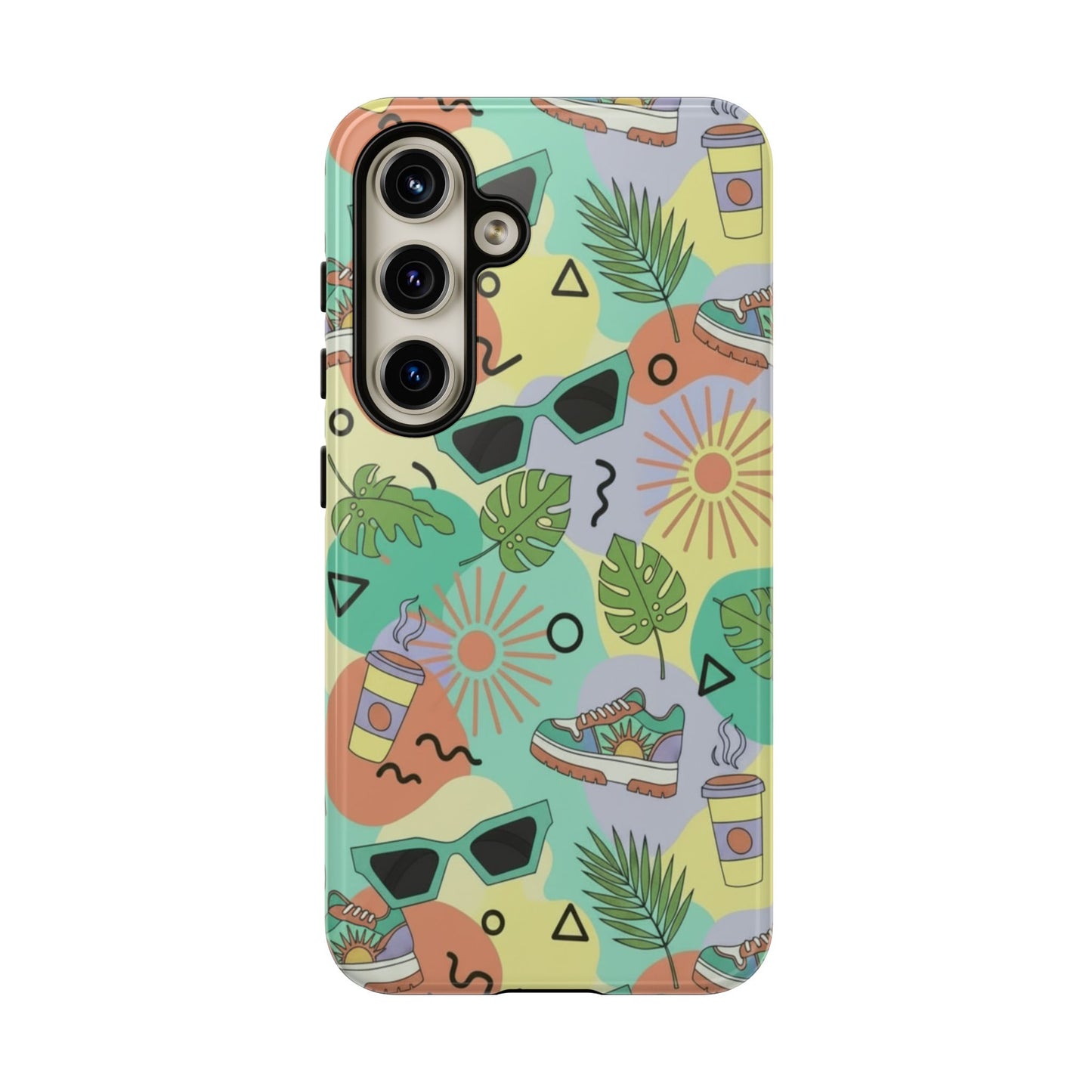Tropical Summer Phone Case — Retro Sunglasses, Sneakers & Palm Pattern